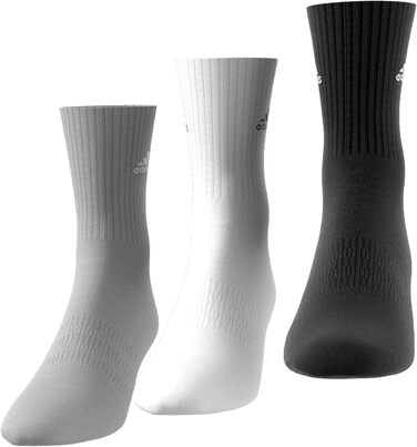 Набір махрових високих шкарпеток adidas Unisex Cushioned Crew, 3 пари, сірий/білий/чорний, розмір XXL (49-51)