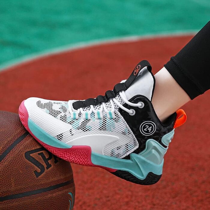 Дитячі баскетбольні кросівки Kinder High-Top з амортизацією, легкі, антиковзкі, дихаючі, унісекс, 38 EU, білі/чорні