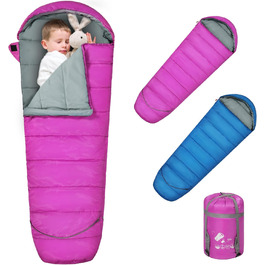 Сплячий мішок для дітей REDCAMP 175x65 см, рожевий. Теплий, зручний, регульований, для кемпінгу та відпочинку на природі. 3-сезонний