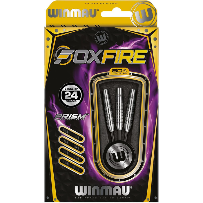 Дротики Winmau Foxfire Profi Wolfram Steeltip з оперенням і стрижнями