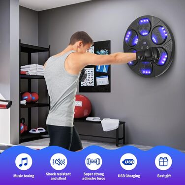 Музичний бокс-автомат настінний з LED, 9 режимами швидкості, Bluetooth, тренажер для боксу для дітей і дорослих, домашній фітнес