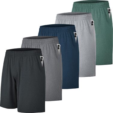 Шорти спортивні чоловічі CE' CERDR для тренувань з кишенями та еластичним поясом, 5 шт. (чорний, темно-сірий, темно-синій, світло-сірий, зелений)