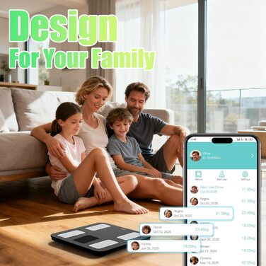 Розумні ваги для аналізу складу тіла з дисплеєм VA та вимірюванням пульсу, 15 показників здоров'я, Bluetooth, до 180 кг, темно-сині