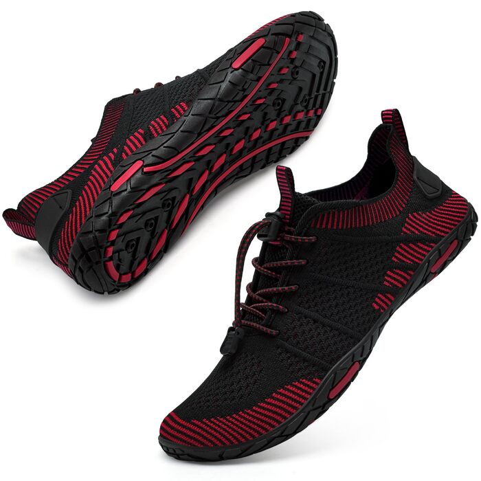 Водні черевики WateLves для чоловіків та жінок, шкарпетки для плавання, аквашузи для серфінгу, дайвінгу, фітнесу, чорний/червоний, 43 EU