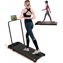 Біговий доріжка з нахилом для дому, складаний електричний walking pad з пультом дистанційного керування, Bluetooth та керуванням через додаток, подвійним амортизатором, без необхідності збирання
