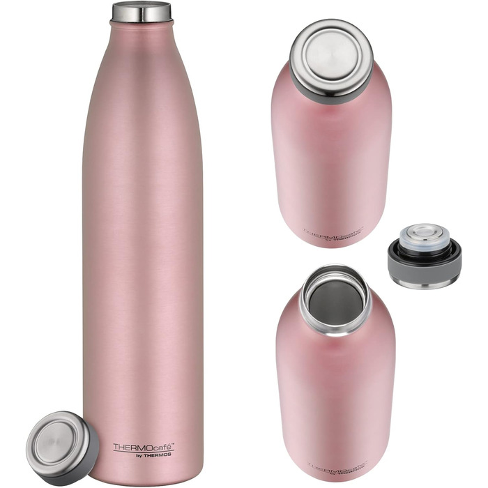 Термос-пляшка із нержавіючої сталі THERMOS 1 л, рожеве золото, зберігає тепло 12 годин та холод 24 години, герметична пляшка для води з газом, для школи та офісу