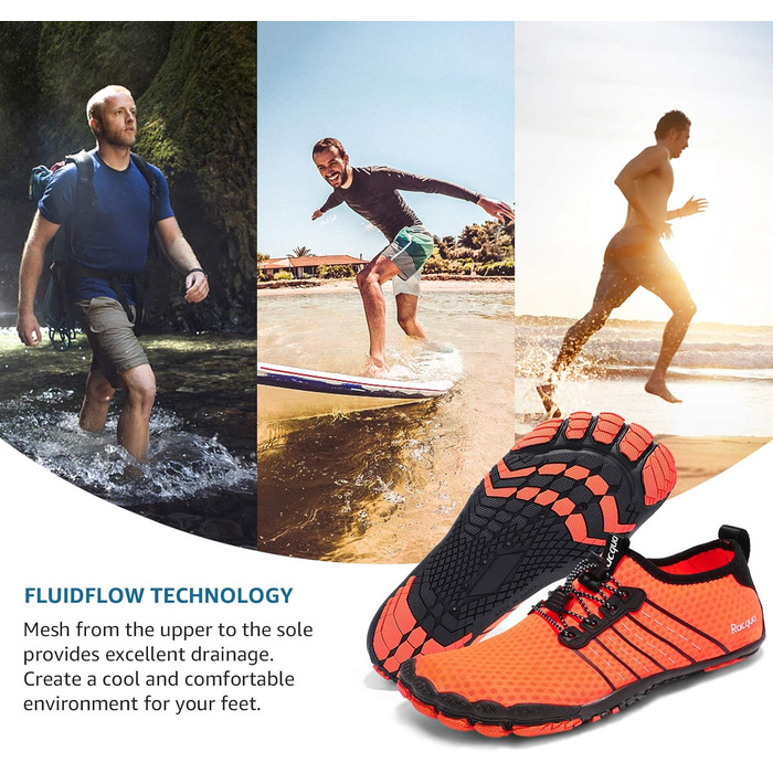 Чоловічі та жіночі водяні шльопанці з сітчастої тканини, barefoot, Wz112, помаранчевий колір