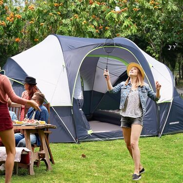 Намет кемпінговий HIKERGARDEN для 6-10 осіб, сімейний, темно-синій 420x330x180 см, легкий у встановленні