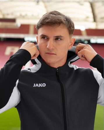 Чоловіча спортивна куртка з капюшоном JAKO Dynamic, розмір 4XL, чорна/біла/антрацит