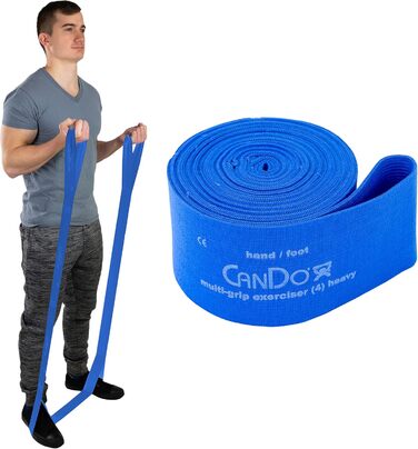 Фітнес-стрічка CanDo Multi-Grip, синя, сильний опір, для тренувань