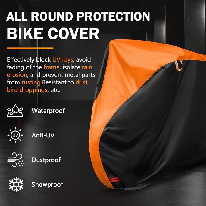 Водонепроникний чохол для велосипеда 200x110x70 см, преміум-якість, захист від сонця та дощу, з кільцями для замка, міцний, з сумкою
