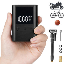 Електрична міні велосипедна помпа Flintronic 100PSI з LCD-манометром, акумулятор 500mAh, USB Type-C зарядка
