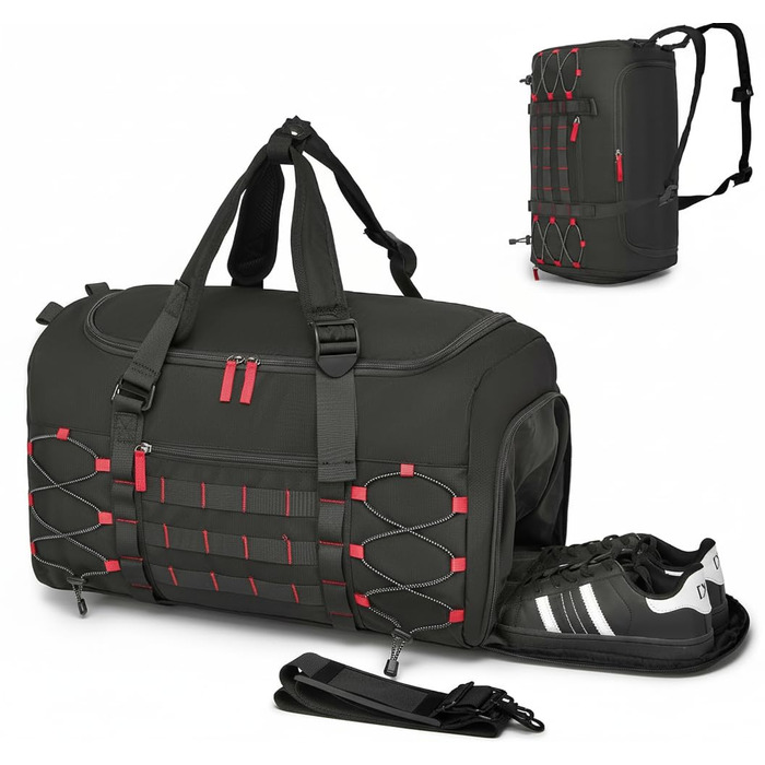 Чоловіча тактична спортивна сумка для подорожей та залу з окремим відділенням для взуття, універсальний дорожній рюкзак-вікенд