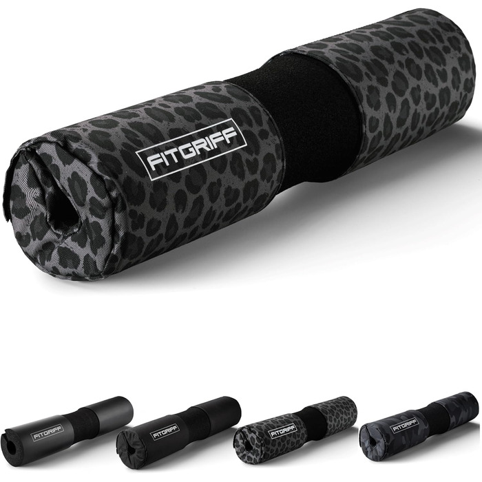Подушка для штанги Fitgriff® з липучкою, м'який захист для шиї та стегон, для присідань, хіп-трасту, тренувань у залі, леопардовий принт