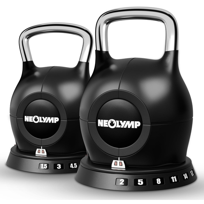Набір гирь NEOLYMP 2-20 кг (7-в-1) регульовані для тренувань вдома - чавунні гирі з міцною нержавіючою ручкою для ефективних махів
