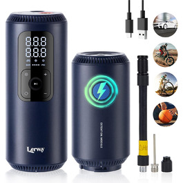 Електрична насосна помпа LERWAY для велосипеда, 150 PSI, 5700 мА·год, міні-автокомпресор, портативний, з LCD-екраном, LED-підсвіткою, Powerbank, для велосипедів, мотоциклів, авто та м'ячів