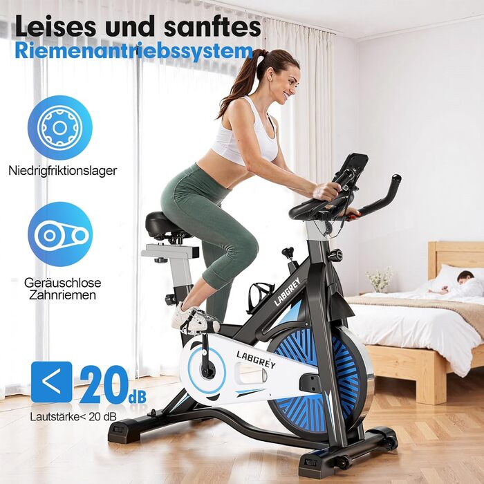 Велотренажер для дому: фітнес-велосипед з пульсометром, LCD-дисплеєм та підставкою для iPad, регульоване сидіння та опір, чорний