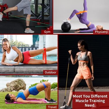 Набір еластичних стрічок для фітнесу VEICK: 16 шт. для калістеніки, пілатесу та фітнесу