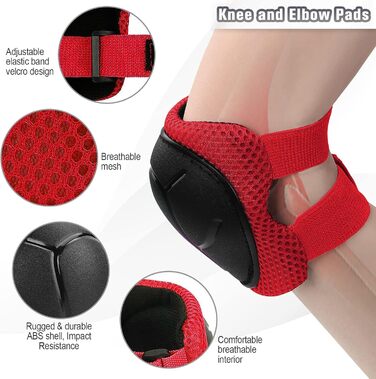 Набір захисту для катання на роликах та скейтборді Choneret 6er: наколінники, налокітники, рукавички. Розмір S, S (червоний, зелений)