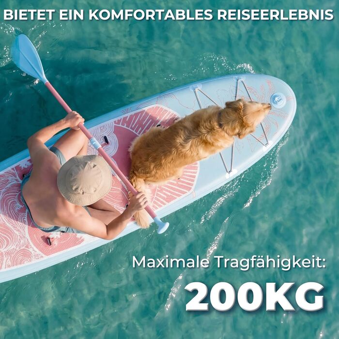 SUP дошка JUMMICO надувна 320x80x15 см, з кріслом для каякінгу, регульованим веслом та аксесуарами, до 160 кг, рожева - для серфінгу, риболовлі, йоги