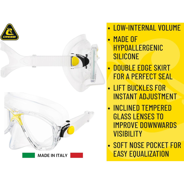 Маска Cressi Marea + трубка Cressi Mexico для снорклінгу та дайвінгу, унісекс, прозора/блакитна