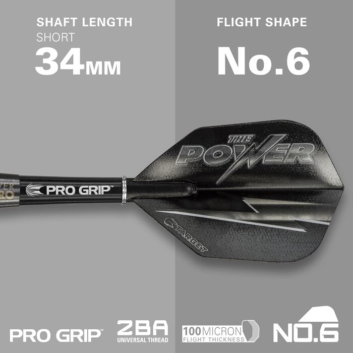 Дартс Target Phil Taylor Power 8-Zero, 80% вольфрам, сталь, 25 г, чорний титан