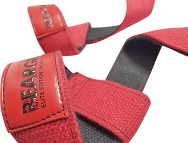 BEAR GRIP – Преміальні двошарові лямки для тяги Elite Edition, червоні