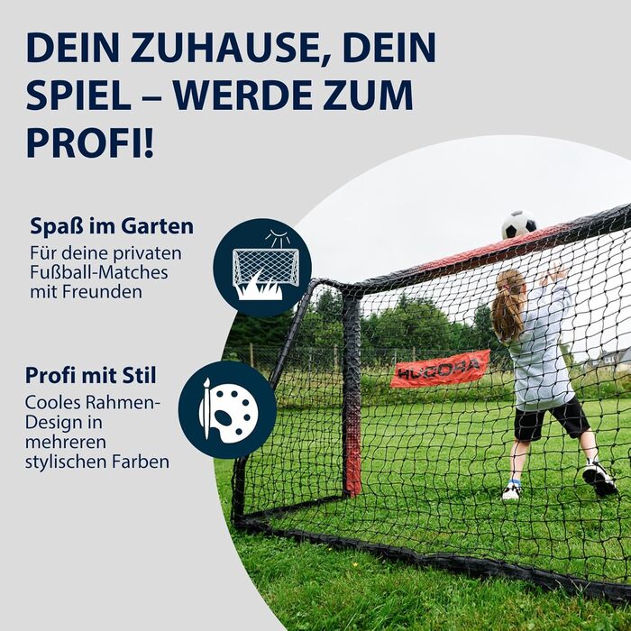 Ворота для футболу HUDORA Pro Tect Advanced – Зручні та міцні ворота для гри на вулиці – Ідеально для дітей та дорослих, білі (чорні), 300 x 200 см