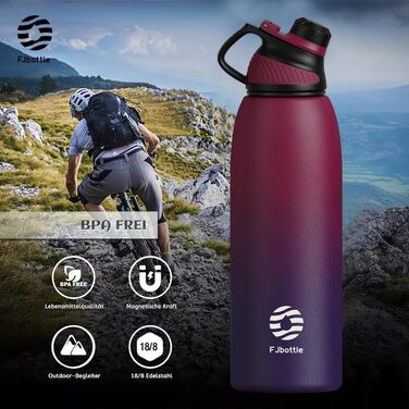 Fjbottle термос-пляшка з нержавіючої сталі для спорту та дітей, з магнітною кришкою, 400/600/800/1000/1500 мл, без BPA, герметична, підходить для газованої води, для школи та фітнесу