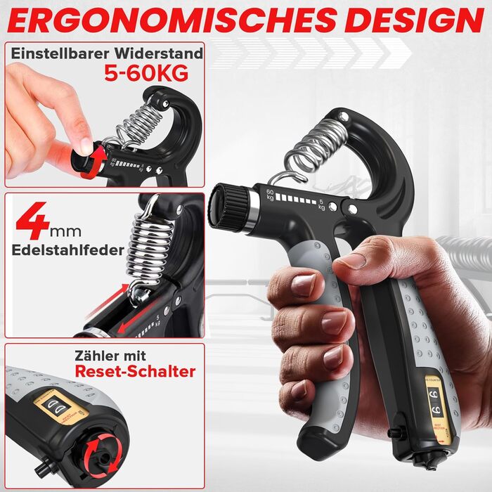 Набір для тренування кисті рук FUNFLEX: 5 шт. (сірий)