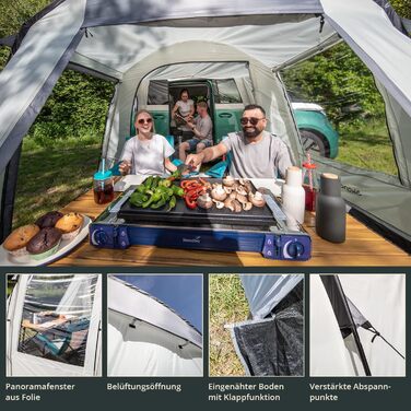 Намет Skandika Tunnelzelt Camper Tramp Protect для кемпінгу 2-4 особи, сірий | Водонепроникний намет з інтегрованою підлогою, москітною сіткою, для фургонів, мінівенів, подорожей