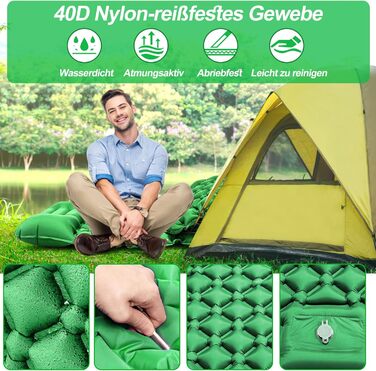 Isomatte HVIERO Саморозкладаючася, для кемпінгу та подорожей, ультралегка, компактна, зелена