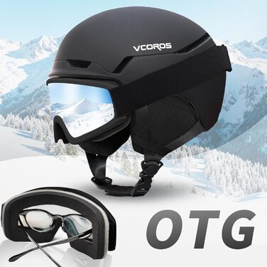 Шолом для сноуборду та гірських лиж з маскою, DXH816. Знімне кріплення, дихаючий, захист від ударів, UV-захист, регульований. Чорний матовий.