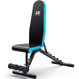 JX FITNESS Регульована універсальна лавка для жиму та тренувань, 90 градусів, багатофункціональна фітнес-лавка для вправ на прес, біцепс, спину, з підставкою для ніг, чорна