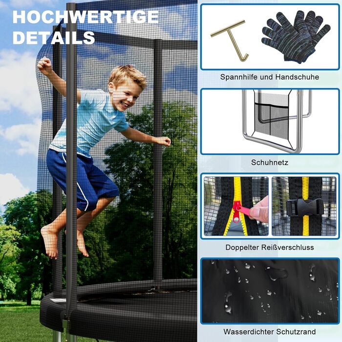 Трамплін Devoko для саду: Ø 183-427 см, комплект з сіткою, драбиною та захистом, сертифікат GS