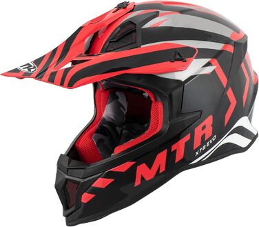 Мотокросовий шолом MTR X7B Evo ECE 22.06, без візора, вентиляція, для мотоциклів та MTB, чорний/срібний/червоний, розмір XS-XXL