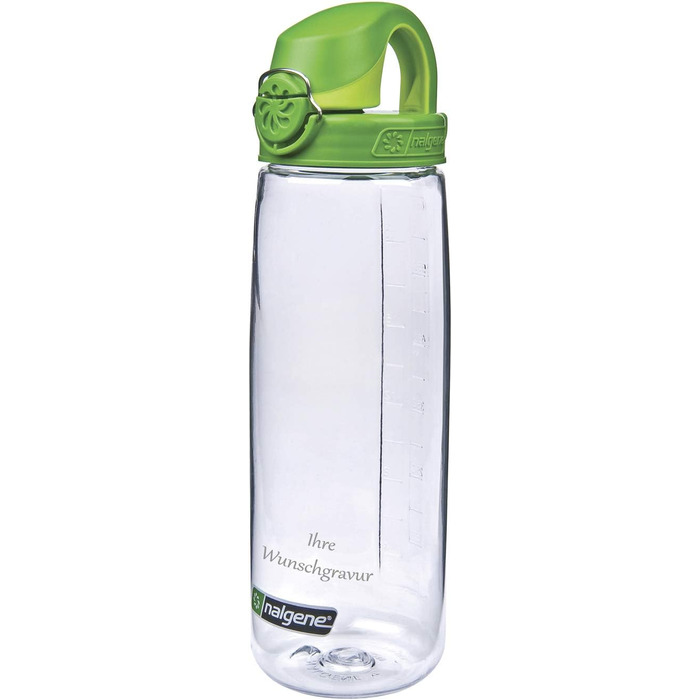 Пляшка для води Nalgene Everyday OTF 700 мл, прозоро-зелена, з іменною гравіровкою, пластикова