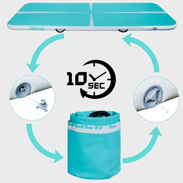 CCLIFE Airtrack Tumbling Mat - килимок для гімнастики, розкладна, з електропомпою, 1/3/4/5м, товщина 10/20см, зелений