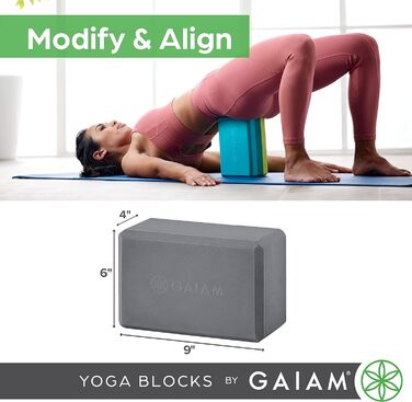 Килимок для йоги та пілатеса Gaiam Yogablock, м'який протиковзкий EVA-пінопласт без латексу, рожевий