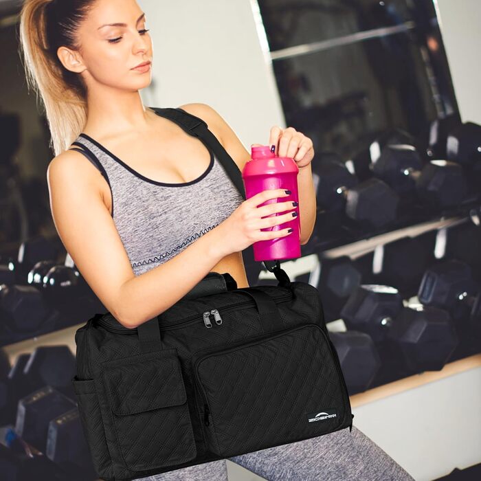 Спортивна сумка для подорожей з відділенням для взуття та вологих речей, водонепроникна сумка-вікенд для йоги, плавання та залу, унісекс (Чорна)