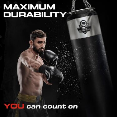 Боксерський мішок DBX BUSHIDO SPORT 130 см, наповнений гумовою крихтою, 60 кг, для боксу та кікбоксингу, сріблястий