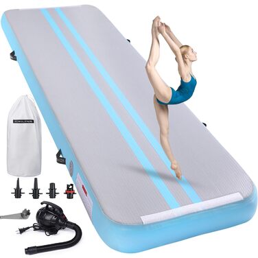 Надувний килимок для гімнастики 3м/4м/5м з насосом, 10 см для йоги, акробатики, тренувань