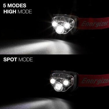 Ліхтар на лоб Energizer LED, супер яскравий для кемпінгу, відпочинку на природі та походів, з батарейкою, колір: іржаво-червоний