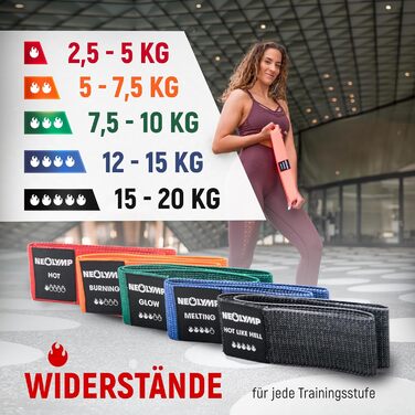 NEOLYMP Набір фітнес-гумок 5 шт. для силових тренувань, Booty Band, з електронною книгою та програмою