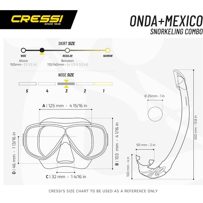 Cressi Onda – маска для підводного плавання або набір для снорклінгу Onda з трубкою Mexico, унісекс, для дорослих, чорна, універсальний розмір