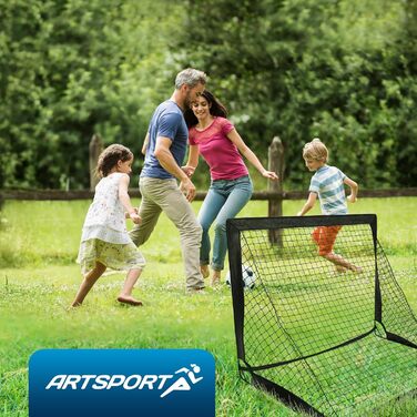 ArtSport Ворота для футболу Pop-up Goal Master - комплект 2 шт. з аксесуарами - складані та готові до гри - 2 футболні ворота для залу та саду - для дітей, чорні