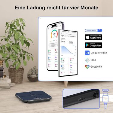 Ваги Healthkeep для зважування людини, розумний імпедансометр з 8 електродами, Wi-Fi та Bluetooth, 46 показників тіла, сумісність з Android та iOS, точність, до 180 кг, 30x30 см