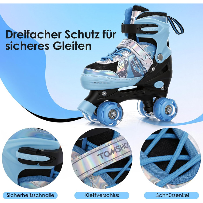Роликові ковзани TOMSHOO для дітей, регульовані, для дівчаток та хлопчиків, підходять для початківців, зручні та дихаючі, ідеальні для подарунка на Новий рік або день народження