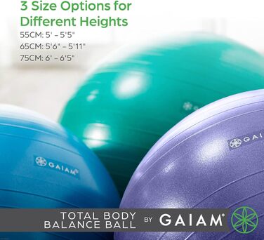 Фітбол Gaiam Total Body Balance Ball Kit для жінок, комплект для фітнесу та йоги
