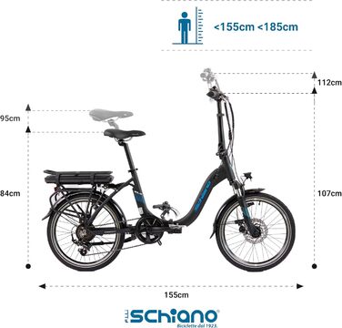 Електровелосипед F.lli Schiano Solar 20 дюймів, складаний, для дорослих, Shimano, до 25 км/год